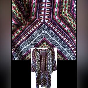 GIBSON LATIMER XL Dress Graphic Print 3/4 Sleeves EUC SO NICE!! 4294